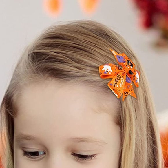 Halloween Hair Bows Clips Ghost Skull and Black Cat - Picture 2 of 6